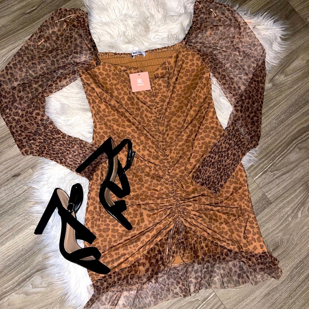 Miss Lola Fun cheetah print medium dress. Brand new, never worn.